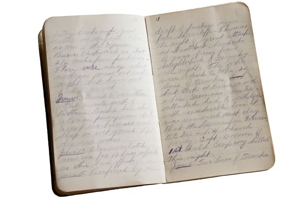 One of the wartime diaries of Charles Ernest Thomas. Photo by Pete Paterson.