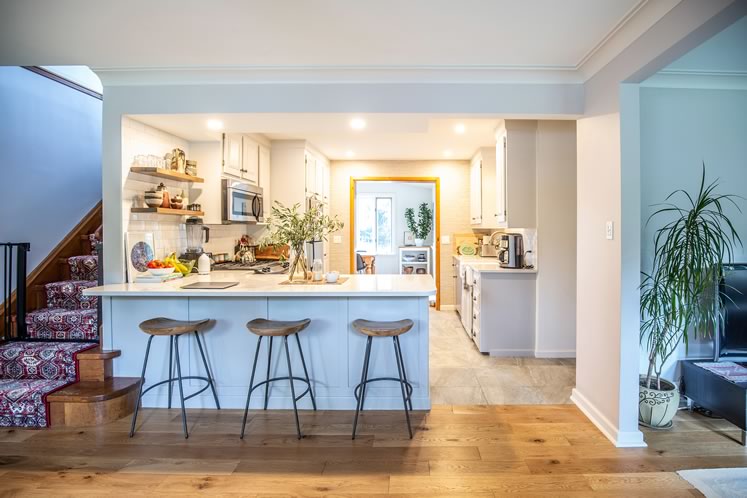 The couple opened up the kitchen to the dining and living areas. Photo by Erin Fitzgibbon.